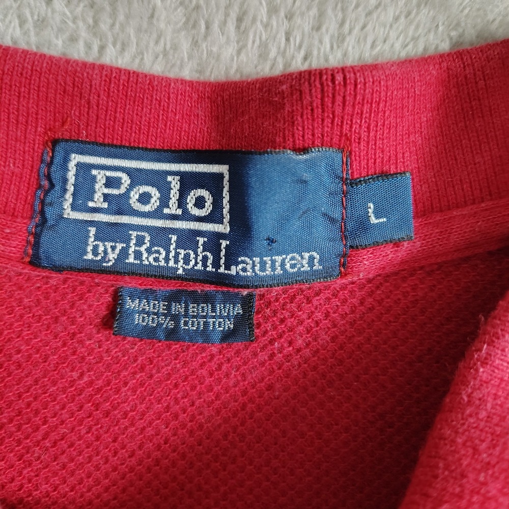 Vtg 90's Polo By Ralph Lauren Striped Terry Cloth Collared Polo Shirt Large - Picture 4 of 10